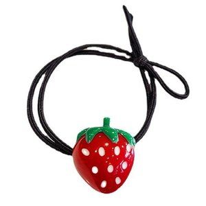 Strawberry Charm Hair Tie | Resin 3D Cute Kawaii Hairstyle Tie Elastic Lolita